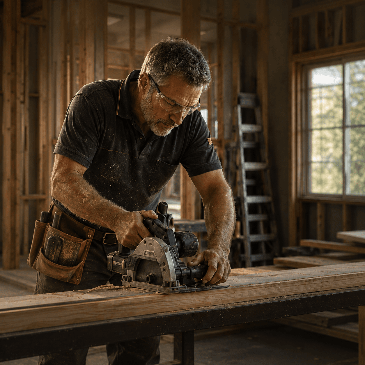 Step 1: Dad is busy on the tools
